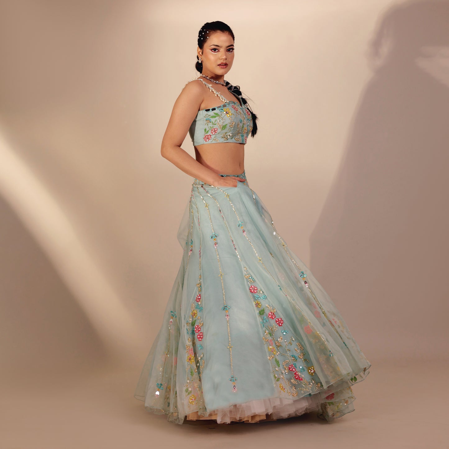 Hand painted lehenga set
