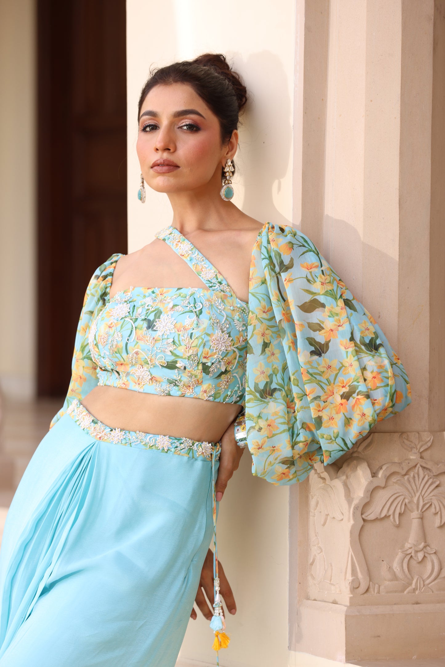 Gul Drape Skirt Set