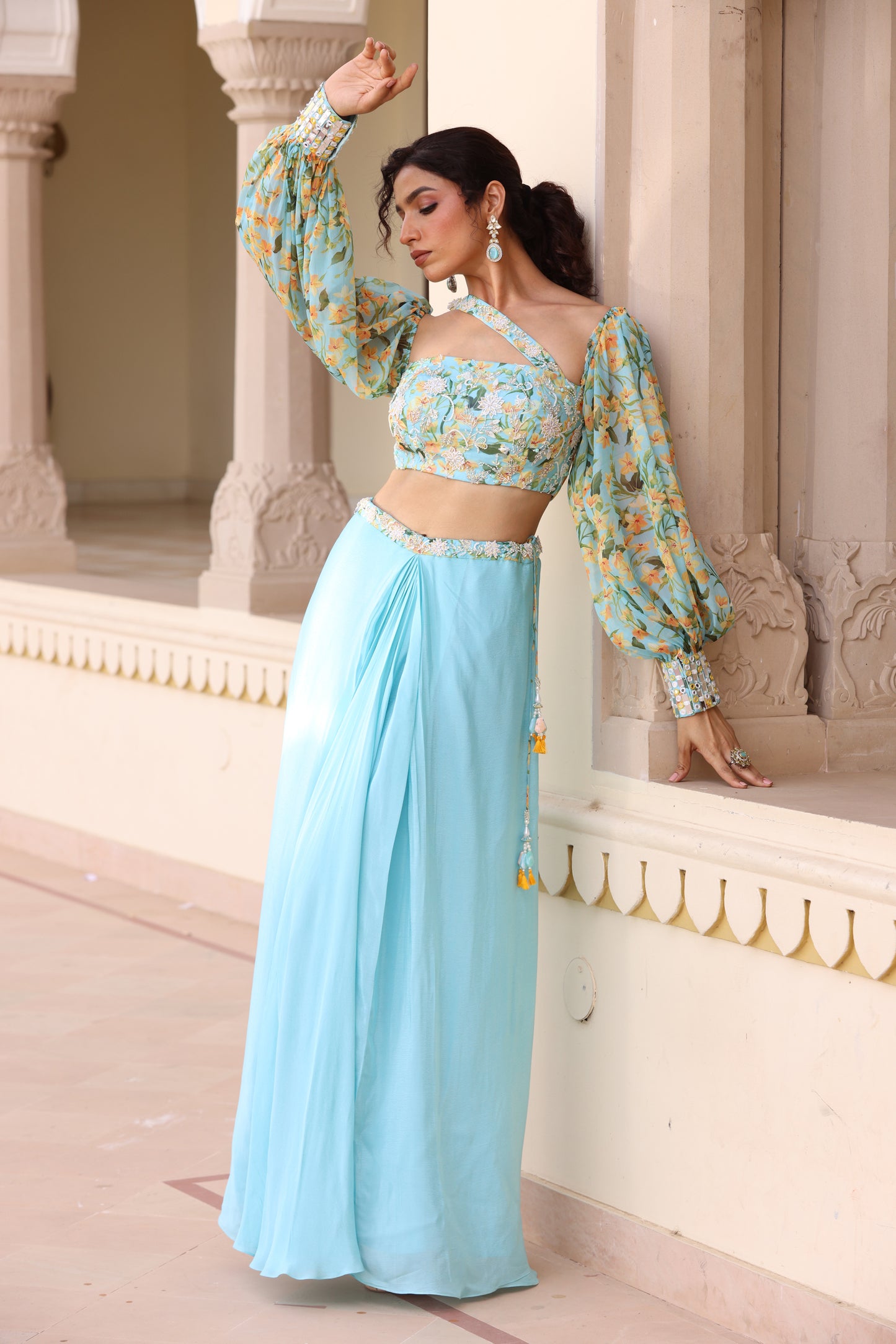 Gul Drape Skirt Set