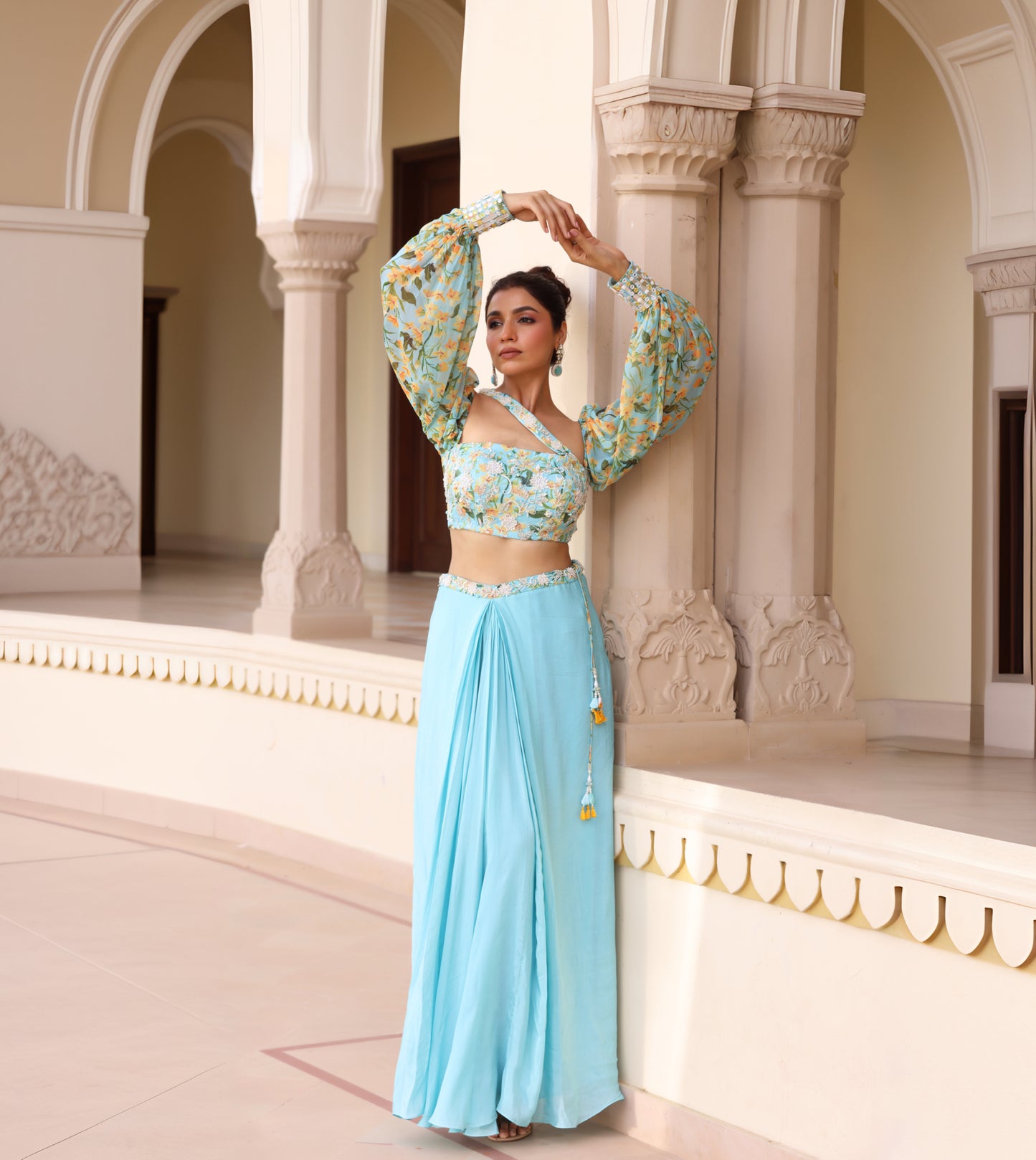 Gul Drape Skirt Set