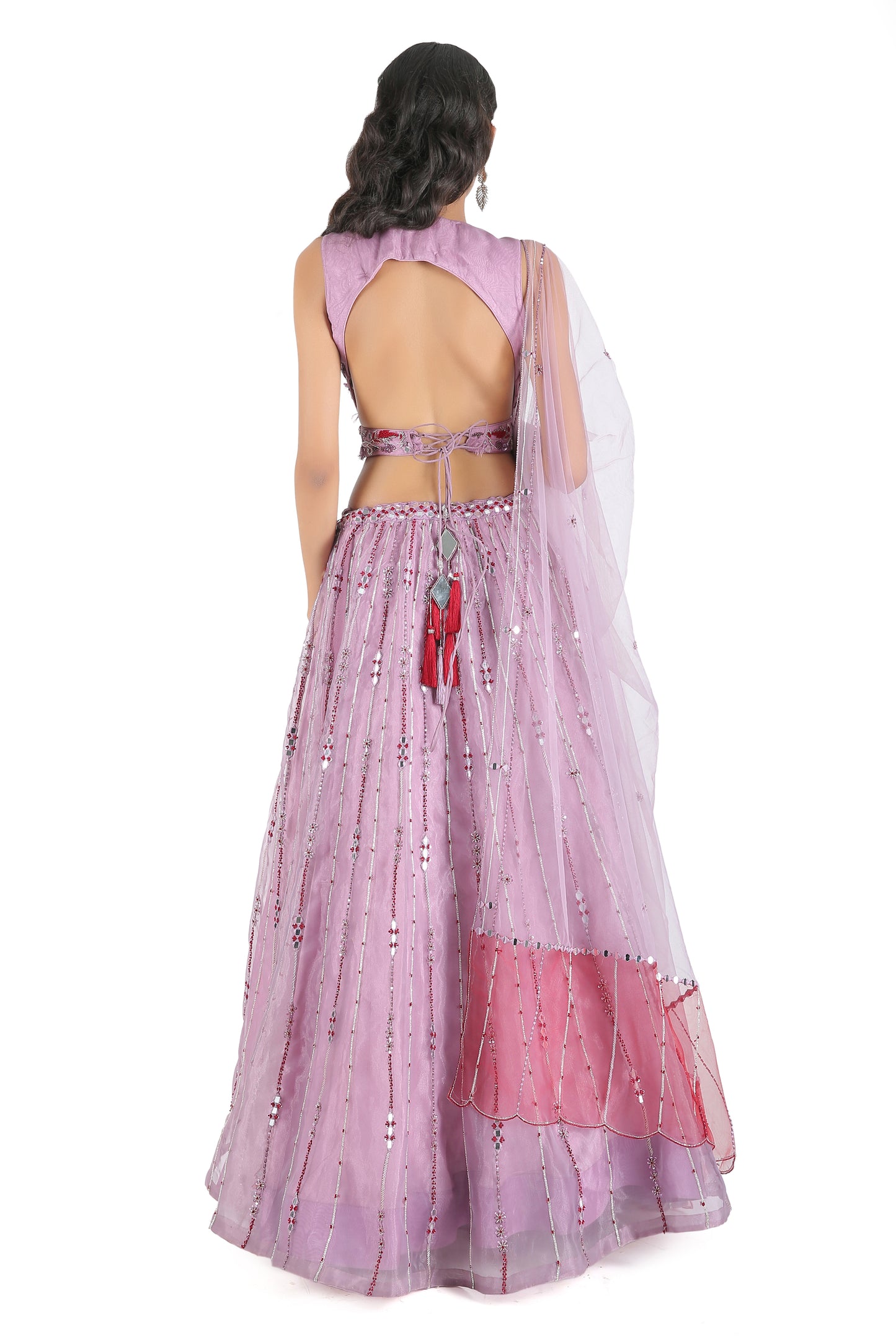 Mauve Embroidered Lehenga Set