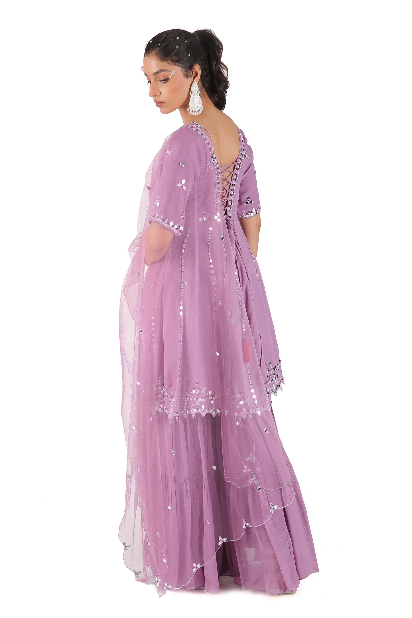 Mauve Georgette Sharara Set
