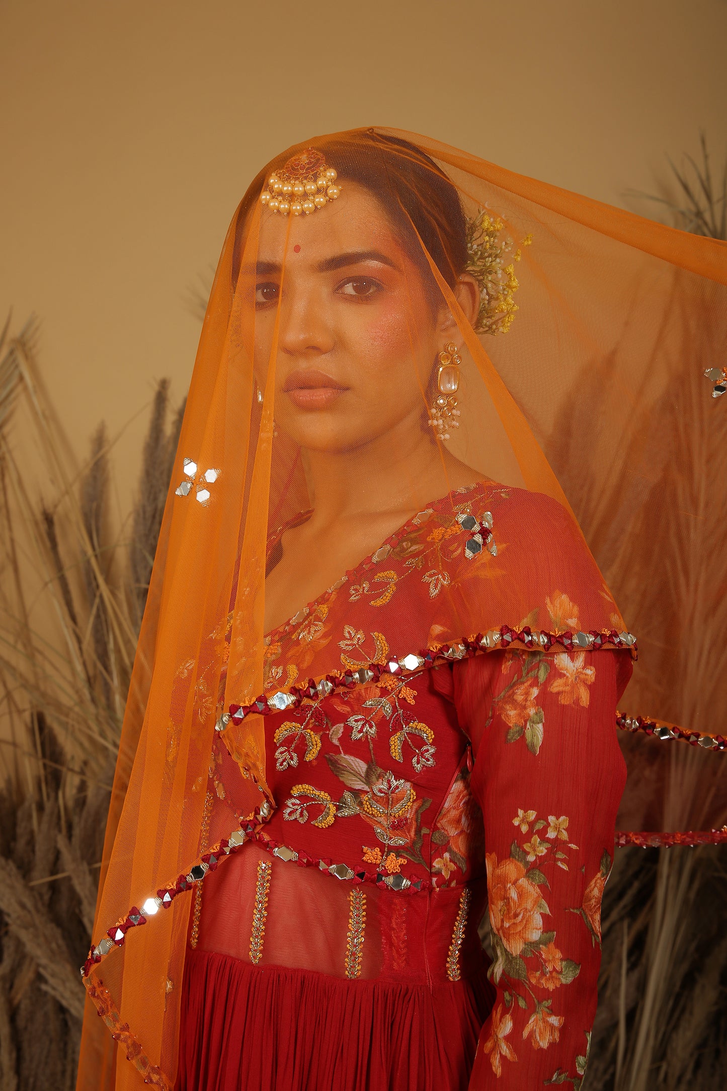 Red Zardosi Embroidered Anarkali Set