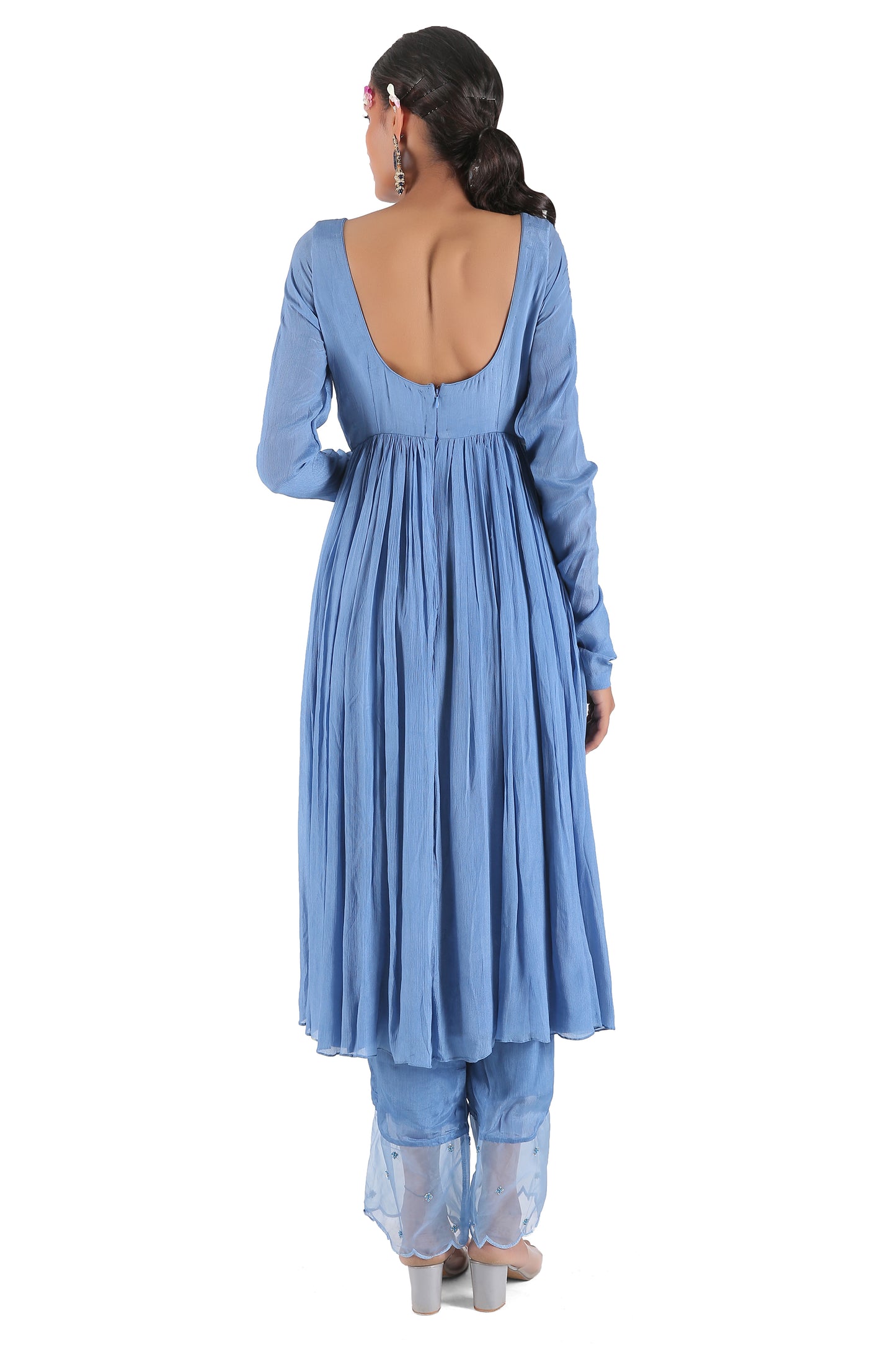 Bright Cobalt Blue Hand Embroidered Anarkali Set