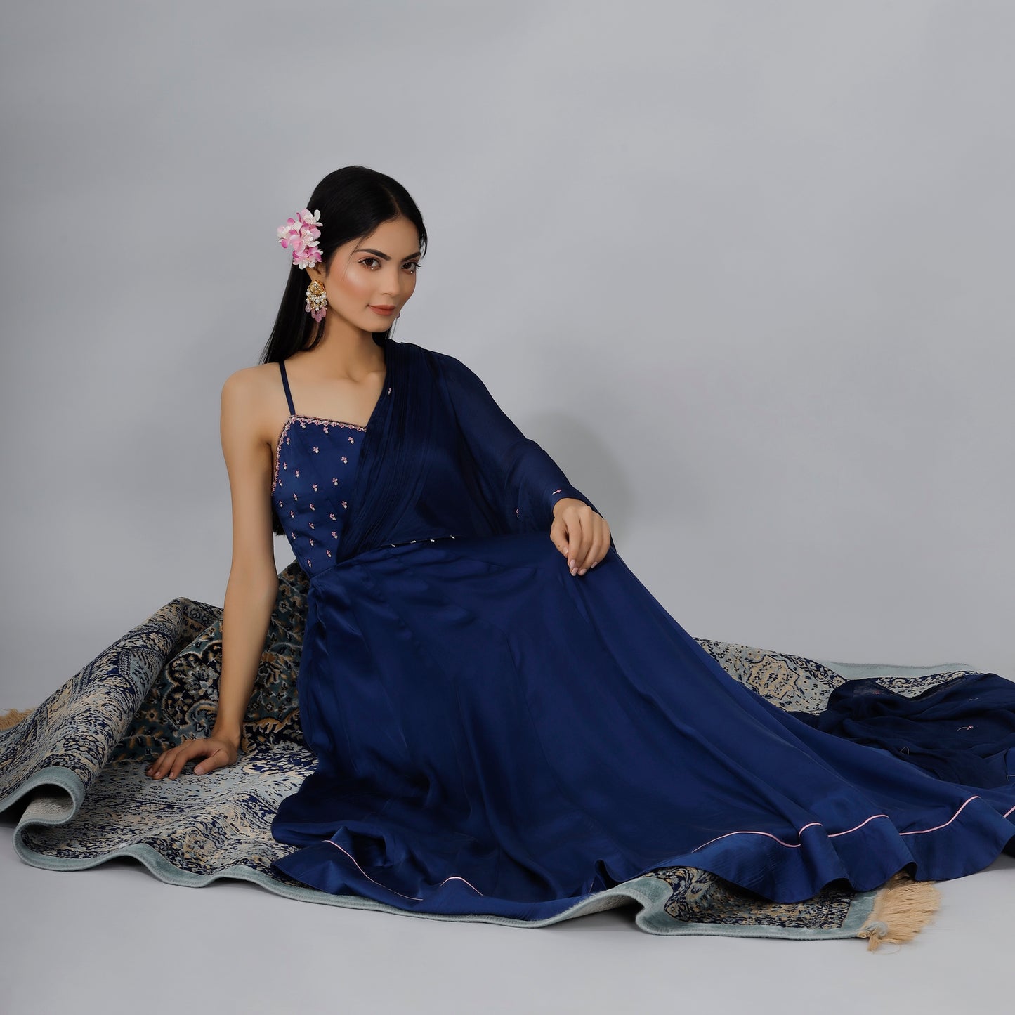 Gown with drape dupatta