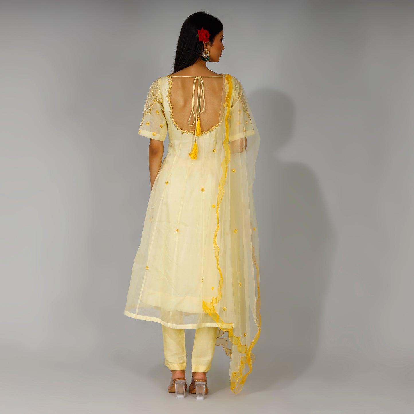 Pastel Yellow Embroidered Anarkali Set