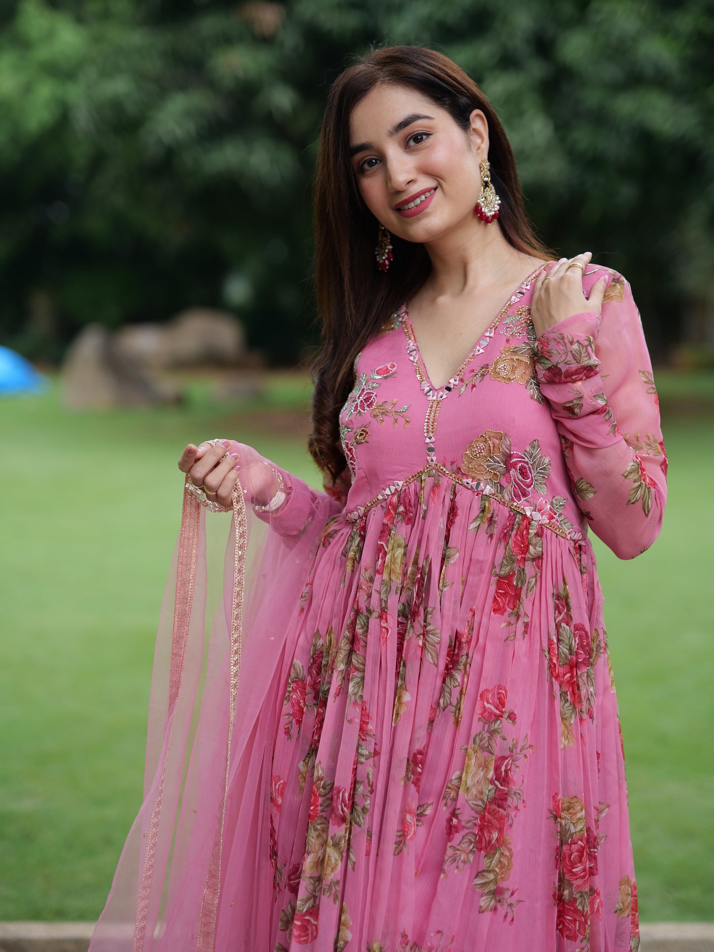 Floral printed Anarkali