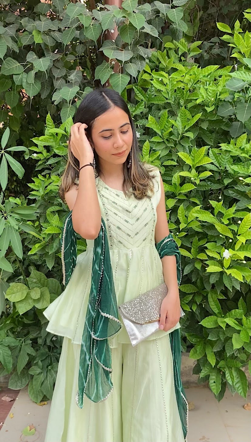 Pastel green peplum set