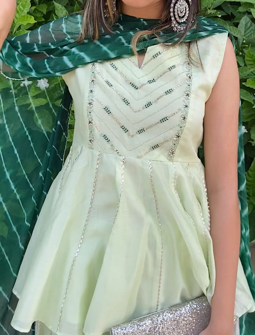 Pastel green peplum set