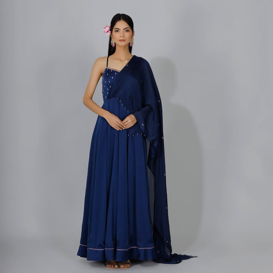 Gown with drape dupatta