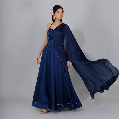 Gown with drape dupatta